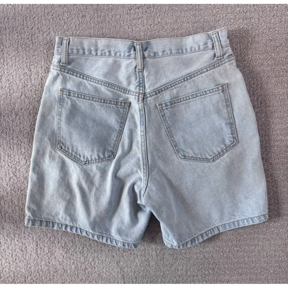 Old Navy Womens Jorts Denim Shorts Blue Jean Asymmetrical Zipper Distressed 28